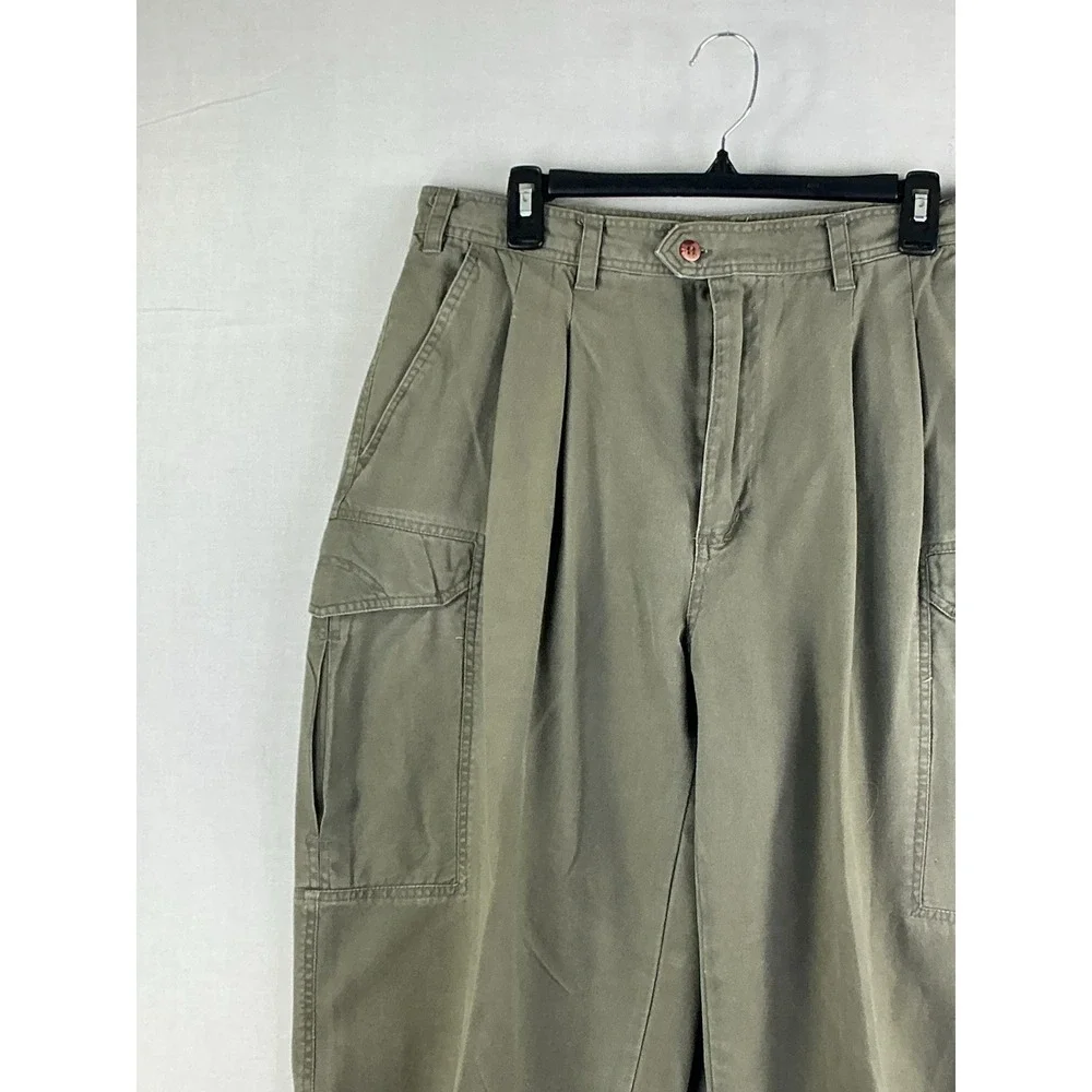 Falls Creek Cargo Pants Men's 36x30 Olive Green Relaxed Fit Cotton Utility
